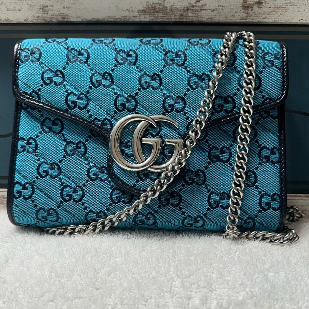 Pre-Loved Gucci GG Canvas Super Mini Marmont Matelasse Shoulder Bag/Crossbody